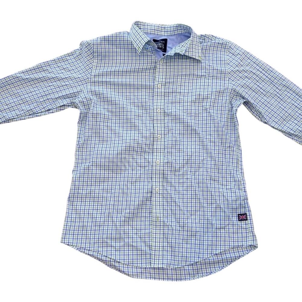 Hackett London Light Blue Gingham Check Button-Down Long Sleeve Dress Shirt